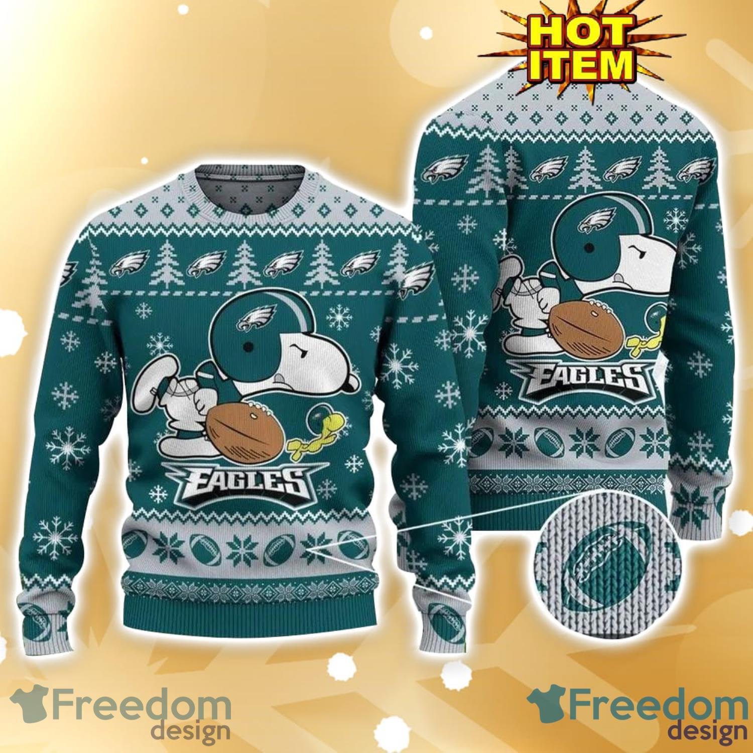 Philadelphia Eagles Logos American Football Snoopy Dog Ugly Christmas Sweater Funny Christmas Gift For Sport Fans Product Photo 1