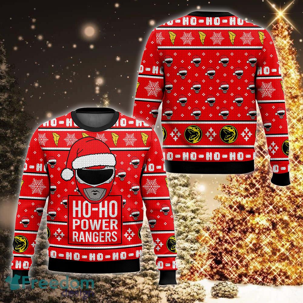 Red Ranger Ho-Ho Power Rangers New Style 2023 Ugly Sweater Festive For Christmas - Red Ranger Ho-Ho Power Rangers Ugly Christmas Sweater For Men And Women Photo 1