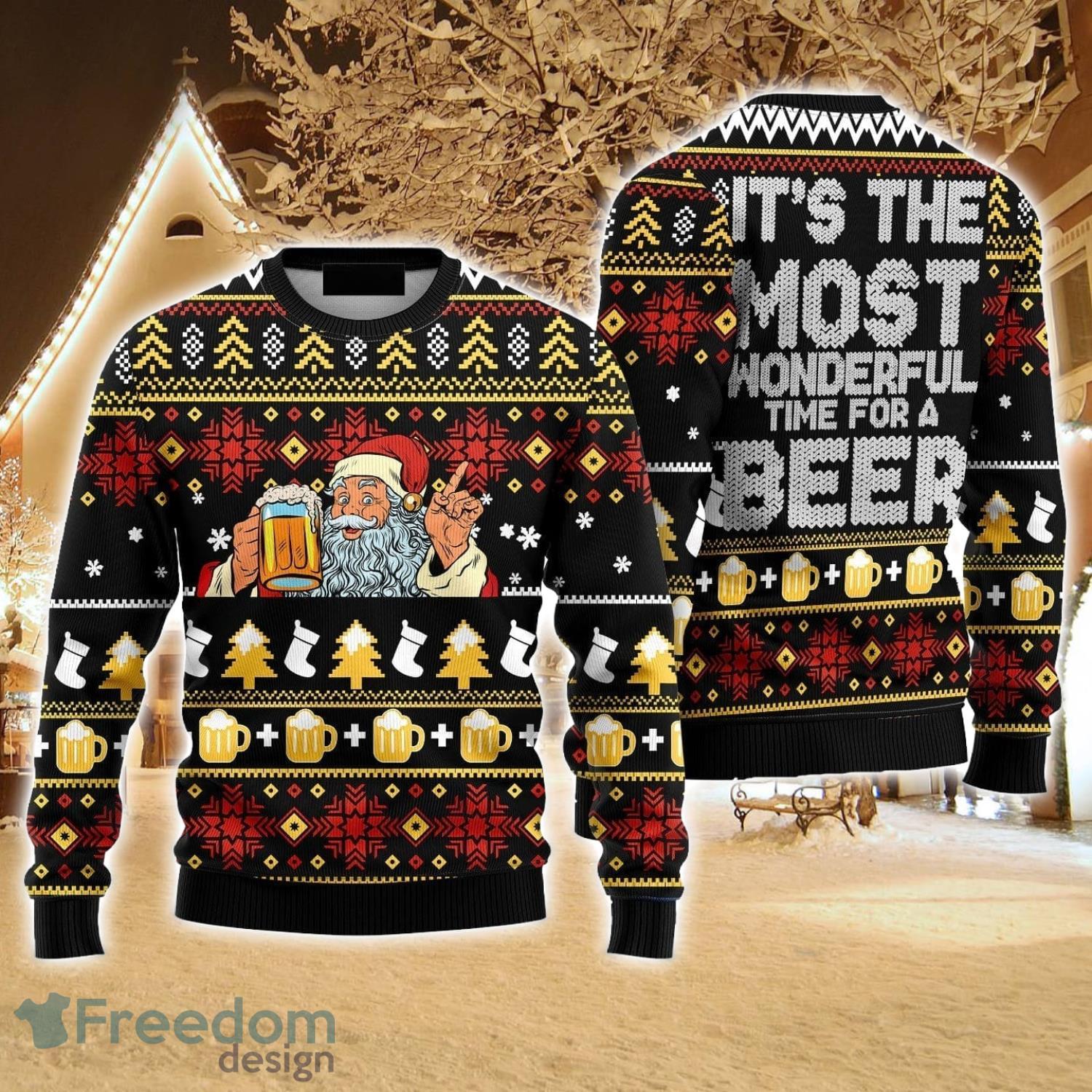 Santa drinking outlet beer sweater