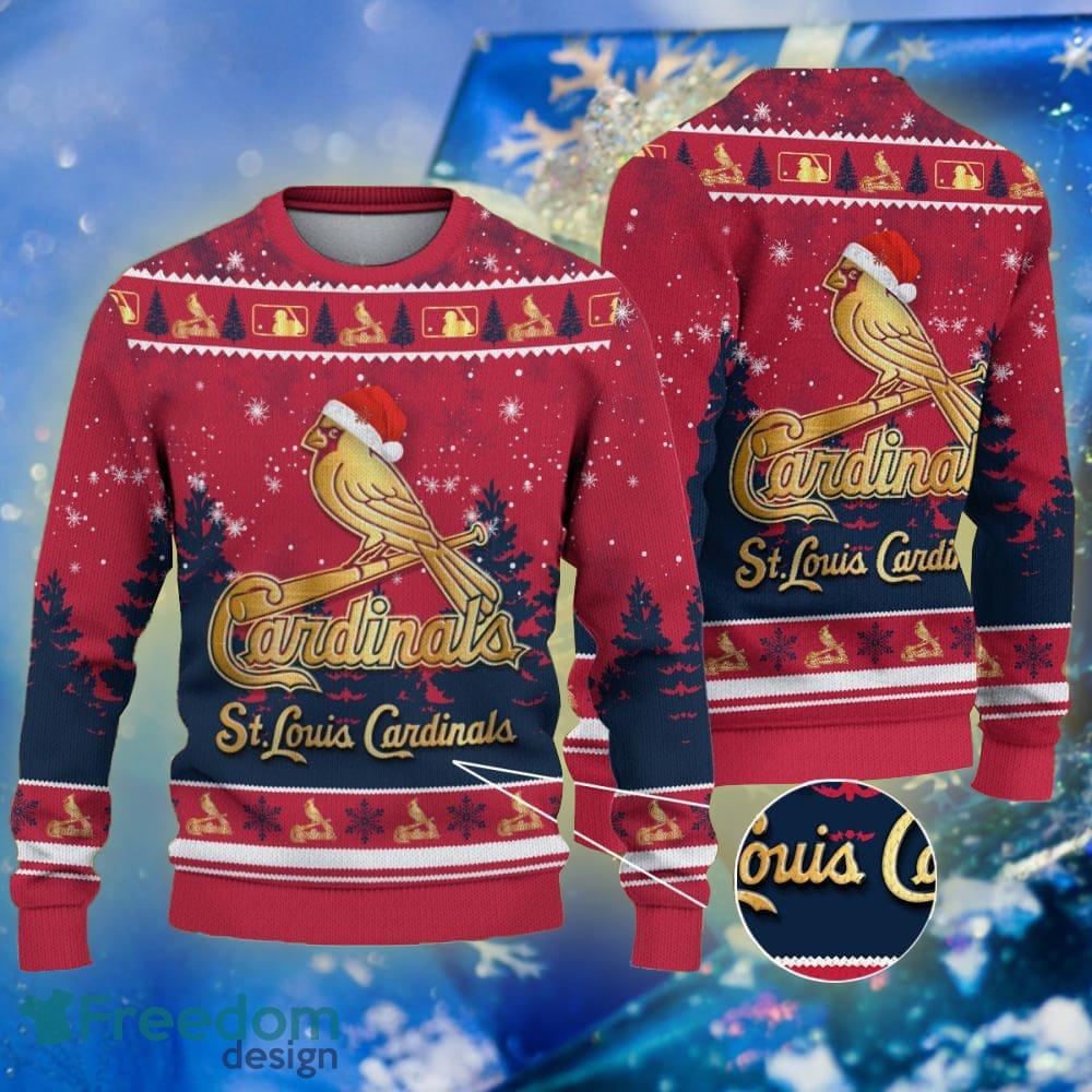 St. Louis Cardinals Logo Wearing Santa Hat Trending Christmas Gift AOP Ugly  Christmas Sweater Men Women Winter Gift - teejeep