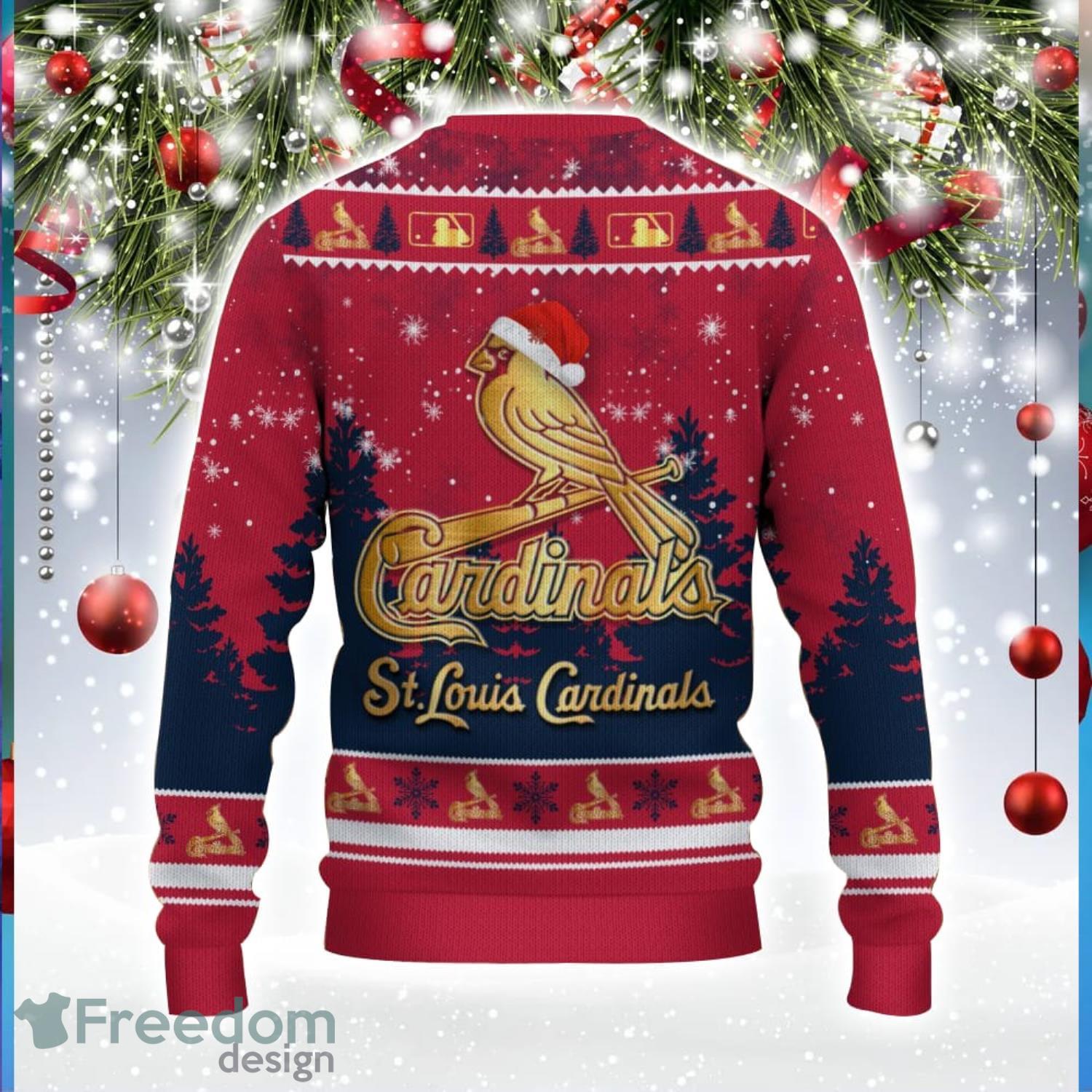 St. Louis Cardinals Santa Hat Pattern Ugly Christmas Sweater For