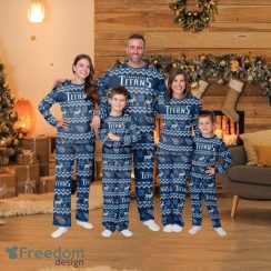 Tennessee Titans Nfl Ugly Pattern Family Holiday Pajamas Fun Christmas Gifts For The Family