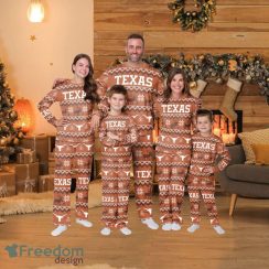 Texas Longhorns Ncaa Ugly Pattern Family Holiday Pajamas Fun Christmas Gifts For The Family