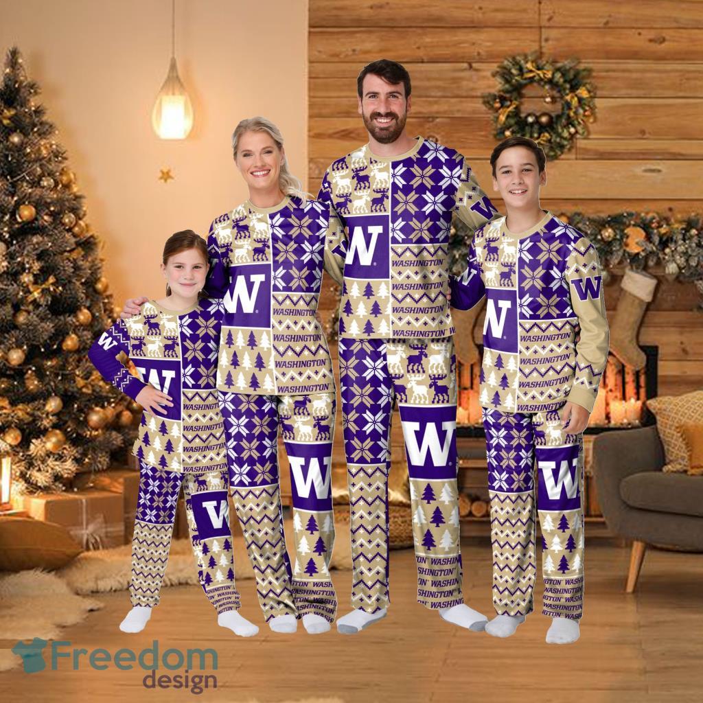 Washington Huskies Ncaa Busy Block Family Holiday Pajamas Fun Christmas Gifts For The Family image Washington Huskies Ncaa Busy Block Family Holiday Pajamas Fun Christmas Gifts For The Family Product Photo 1
