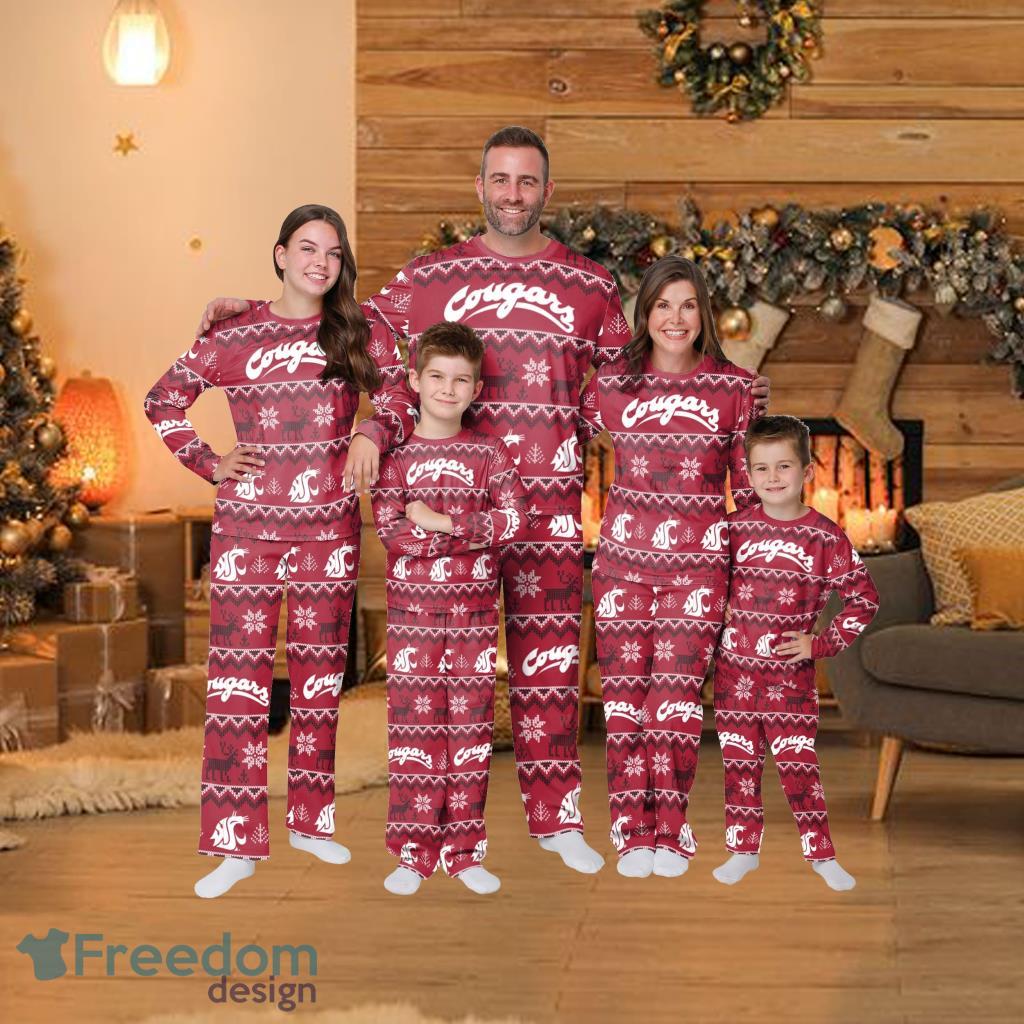 Washington State Cougars Ncaa Ugly Pattern Family Holiday Pajamas Fun Christmas Gifts For The Family image Washington State Cougars Ncaa Ugly Pattern Family Holiday Pajamas Fun Christmas Gifts For The Family Product Photo 1