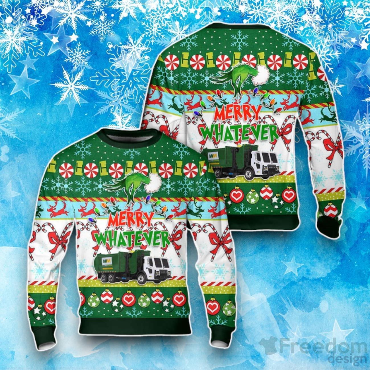 Waste Management Mack LR With McNeilus ZR Side Loader Christmas Ugly Sweater Product Photo 1