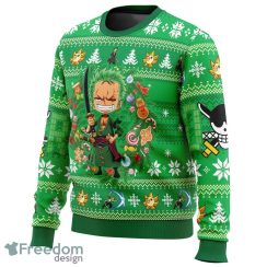 Zoro One Piece Sweater Xmas Funny All Over Print Gift For Fans Ugly Christmas - Christmas Zoro One Piece Ugly Christmas Sweater_2