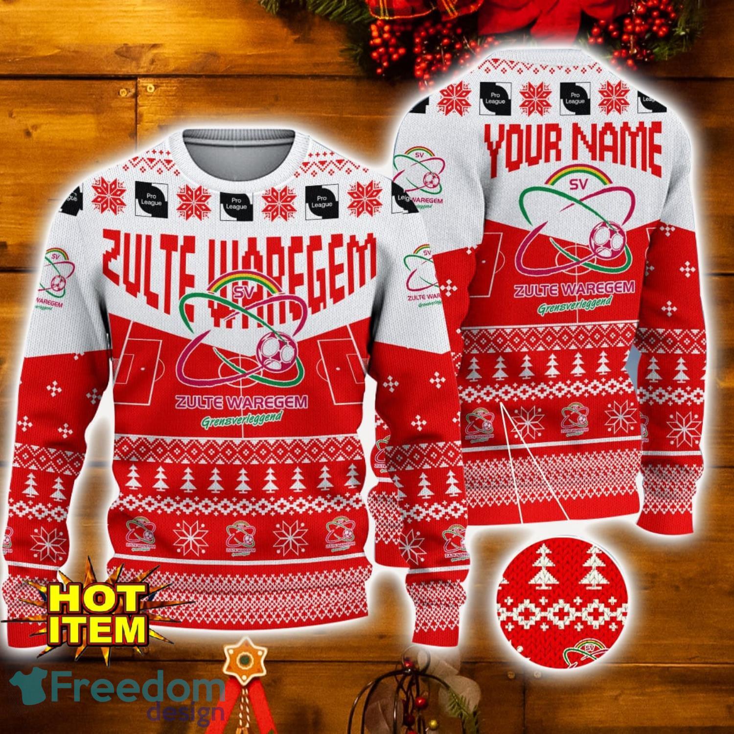 Zulte Waregem 3D Ugly Christmas Sweater Christmas Holiday Gift Custom Name For Sport Team image Zulte Waregem 3D Ugly Christmas Sweater Christmas Holiday Gift Custom Name For Sport Team Product Photo 1