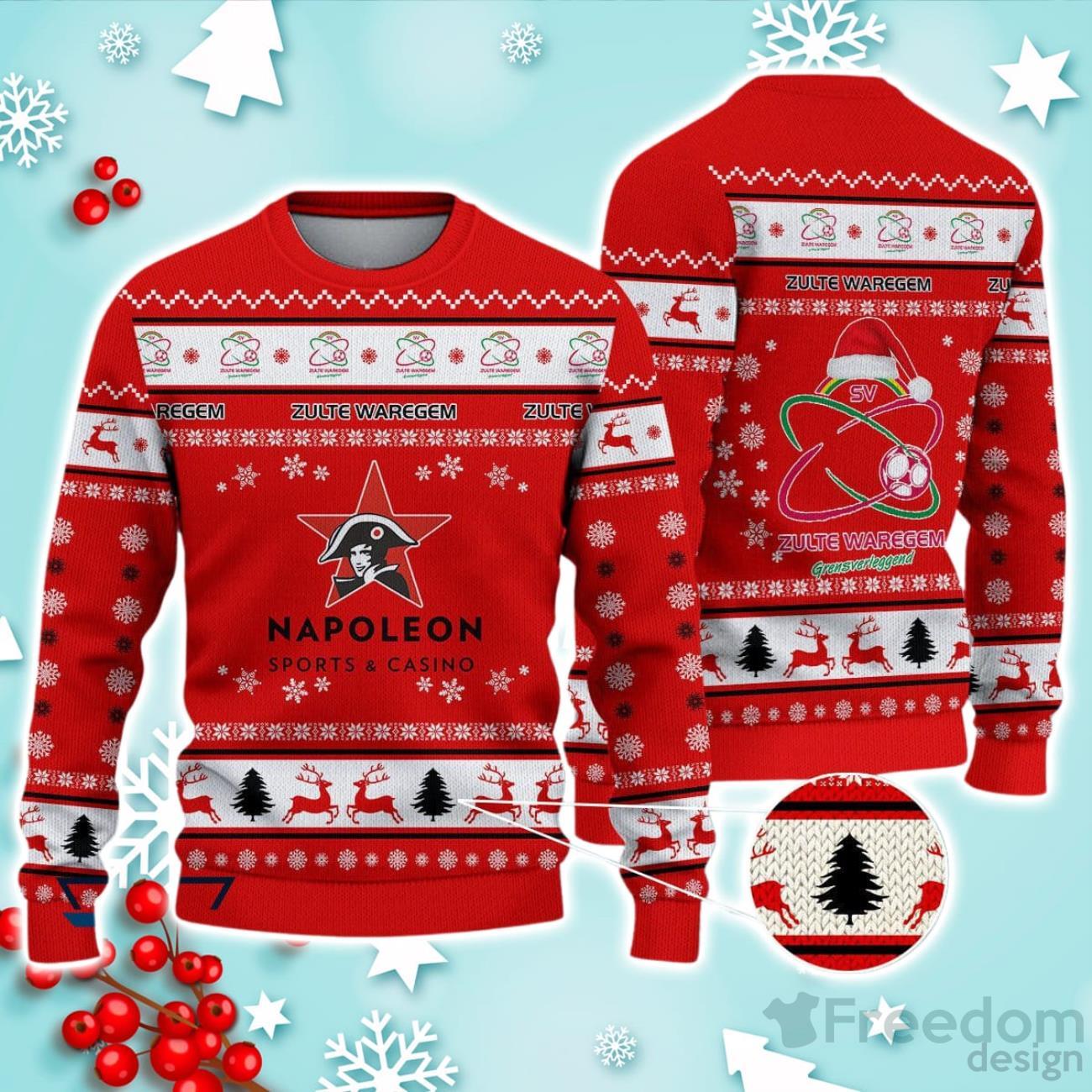 Zulte Waregem Ugly Christmas Sweater Great Gift For Fans image Zulte Waregem Ugly Christmas Sweater Great Gift For Fans Product Photo 1