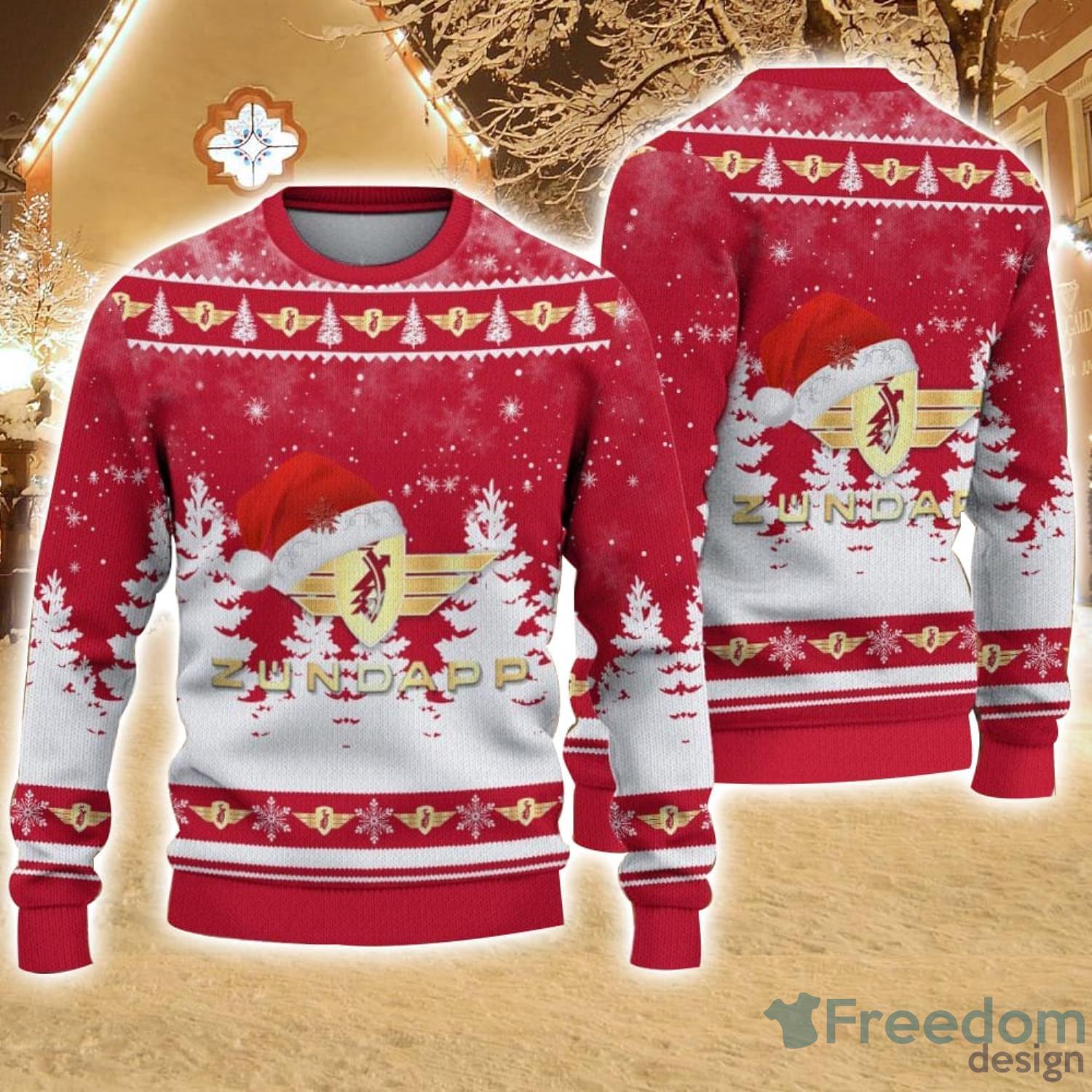 Zundapp Logo Wearing Santa Hat Christmas Gift Ugly Christmas Sweater For Men And Women Gift image Zundapp Logo Wearing Santa Hat Christmas Gift Ugly Christmas Sweater For Men And Women Gift Product Photo 1