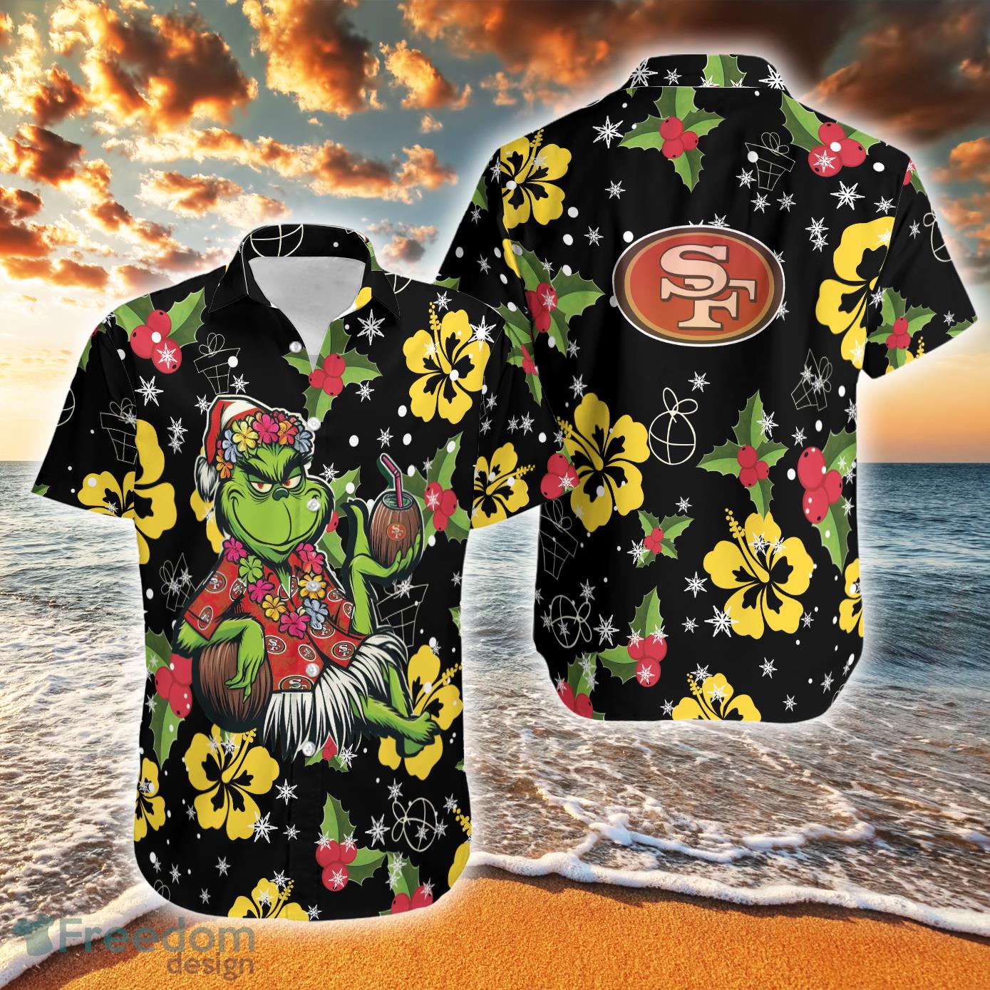 Aloha Grinch Relax Christmas NFL San Francisco 49ers Hawaiian Shirt AOP For Men And Women - Aloha Grinch Relax Christmas NFL San Francisco 49ers Hawaiian Shirt AOP For Men And Women