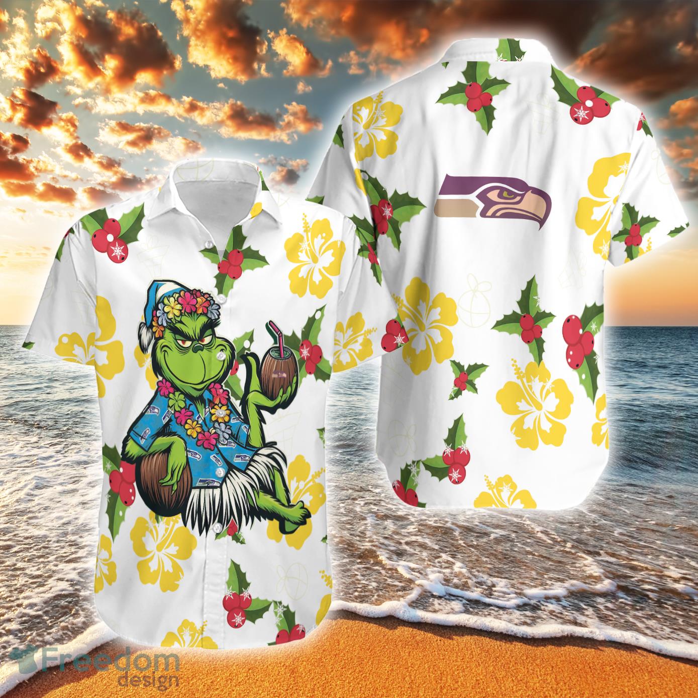 Aloha Grinch Relax Christmas NFL Seattle Seahawks 3D Hawaiian Shirt Gift For Fans - Aloha Grinch Relax Christmas NFL Seattle Seahawks 3D Hawaiian Shirt Gift For Fans