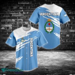 Argentina Flag And Coat Of Arms Paint Style Baseball Jersey Shirt