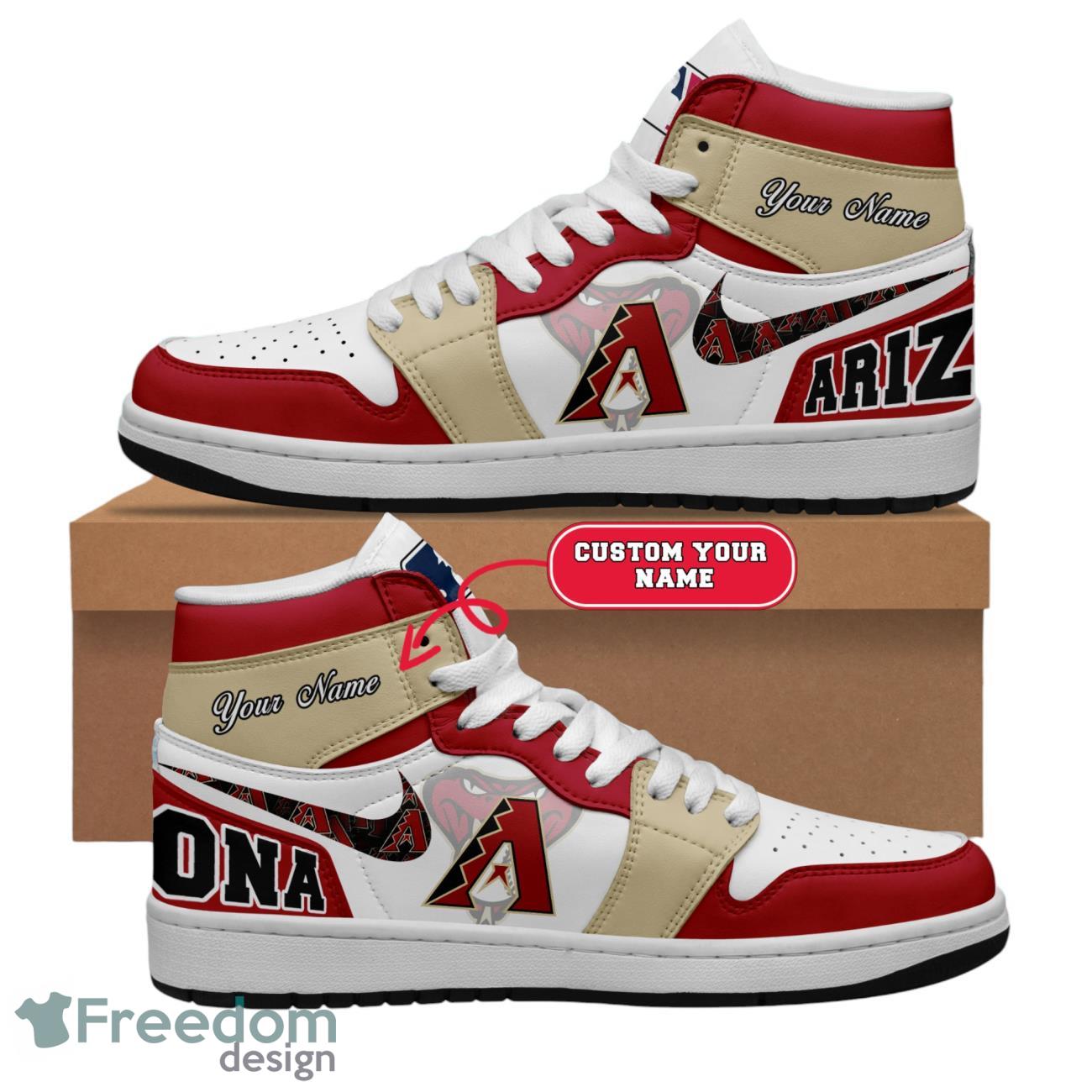 Arizona Diamondbacks Custom Name Air Jordan Hightop Shoes Limited Edition image Arizona Diamondbacks Custom Name Air Jordan Hightop Shoes Limited Edition Product Photo 1