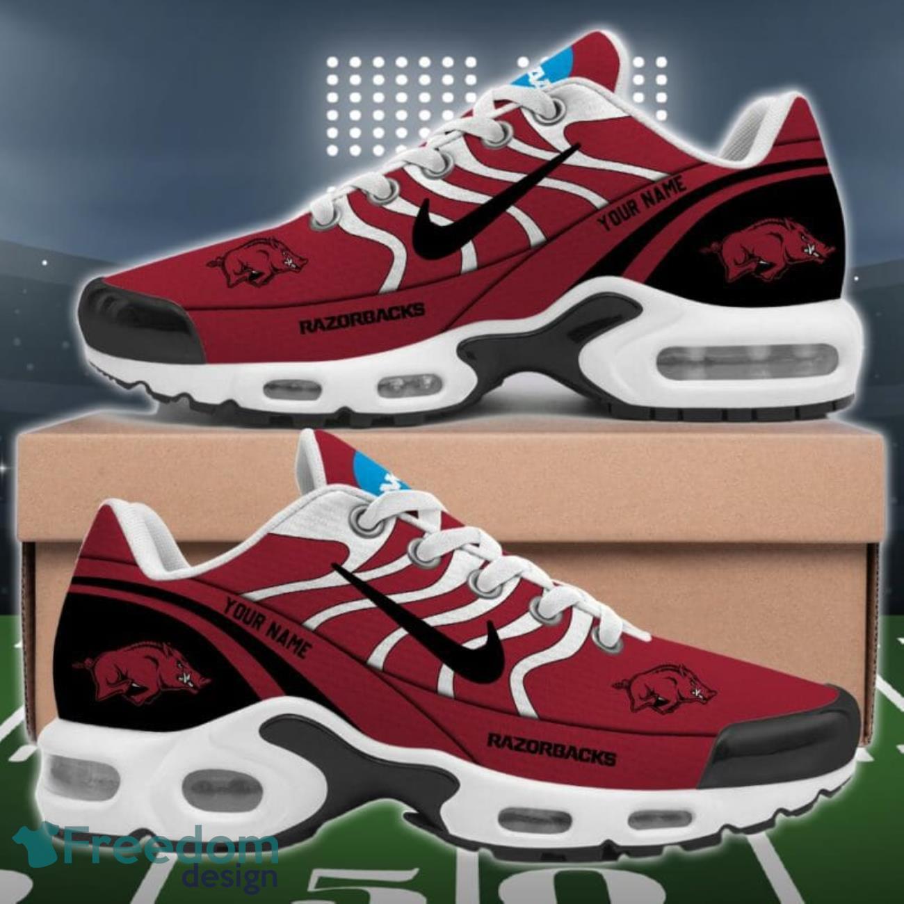 Arkansas Razorbacks Custom Name Kicks NCAA Teams Air Cushion Sport Shoes image Arkansas Razorbacks Custom Name Kicks NCAA Teams Air Cushion Sport Shoes Product Photo 1