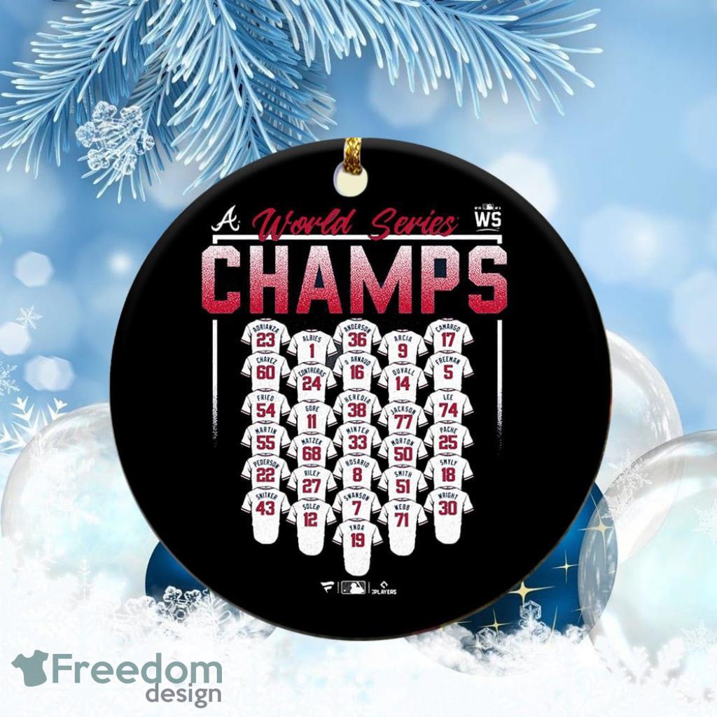 Atlanta Braves World Series Champions Jersey Roster Christmas Ornament image Atlanta Braves World Series Champions Jersey Roster Christmas Ornament Product Photo 1
