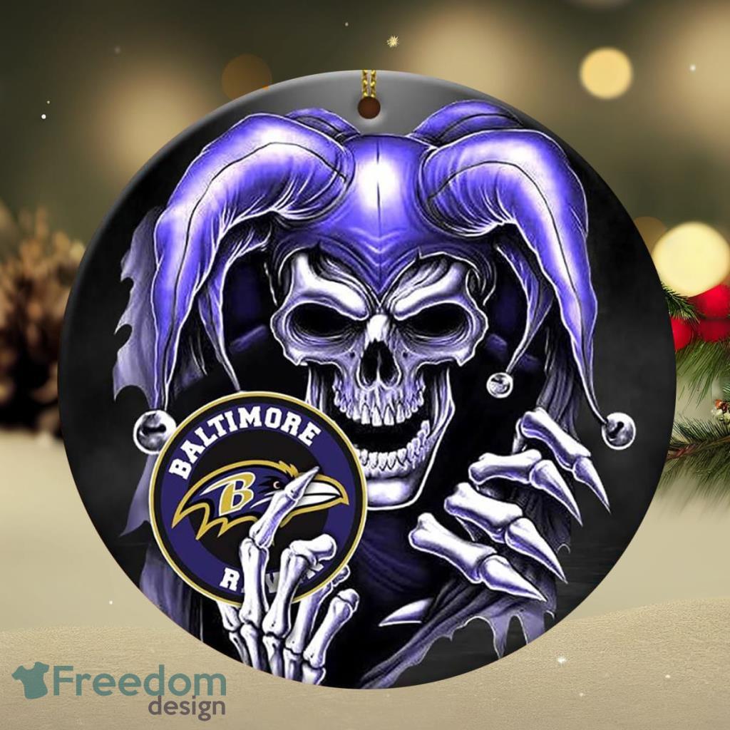 Baltimore Ravens NFL Skull Joker Christmas Ceramic Ornament image Baltimore Ravens NFL Skull Joker Christmas Ceramic Ornament Product Photo 1
