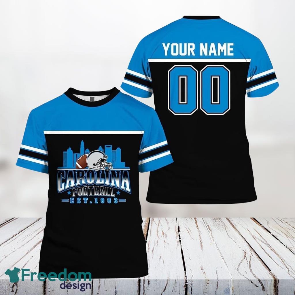 Carolina Panthers All Over Printed Custom Name And Number Nfl 3D T Shirts For Big Fans Product Photo 1