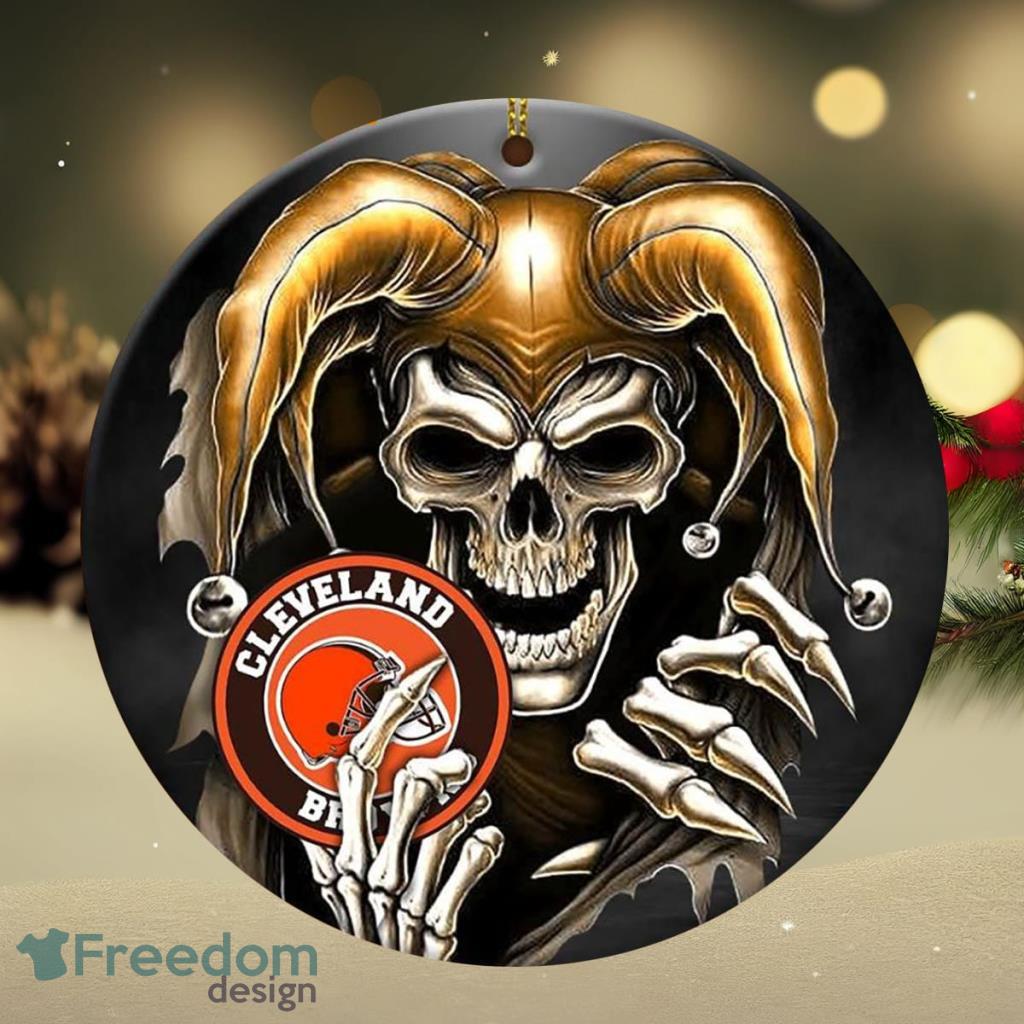 Cleveland Browns NFL Skull Joker Christmas Ornament image Cleveland Browns NFL Skull Joker Christmas Ornament Product Photo 1