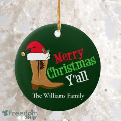 Cowboy Merry Christmas Yall The Williams Family Round Ornament