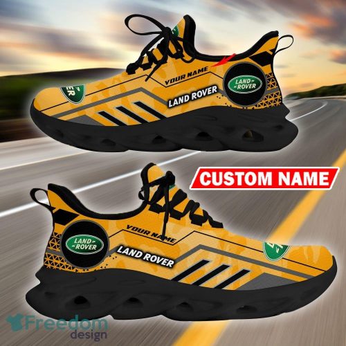 Custom Name Land Rover Logo Camo Yellow Max Soul Sneakers Racing Car And Motorcycle Chunky Sneakers - Land Rover Logo Racing Car Tractor Farmer Max Soul Shoes Personalized Photo 3