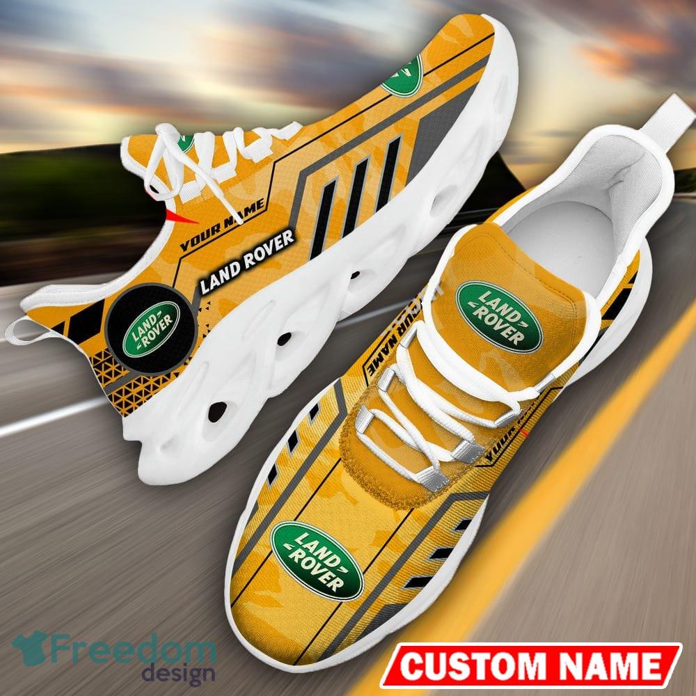 Custom Name Land Rover Logo Camo Yellow Max Soul Sneakers Racing Car And Motorcycle Chunky Sneakers - Land Rover Logo Racing Car Tractor Farmer Max Soul Shoes Personalized Photo 12