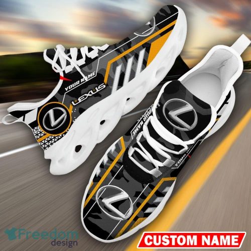 Custom Name Lexus Logo Camo Black Max Soul Sneakers Racing Car And Motorcycle Chunky Sneakers - Lexus Logo Racing Car Tractor Farmer Max Soul Shoes Personalized Photo 11