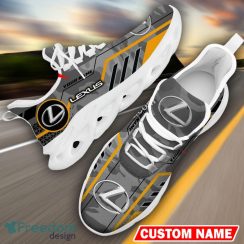 Custom Name Lexus Logo Camo Grey Max Soul Sneakers Racing Car And Motorcycle Chunky Sneakers - Lexus Logo Racing Car Tractor Farmer Max Soul Shoes Personalized Photo 13