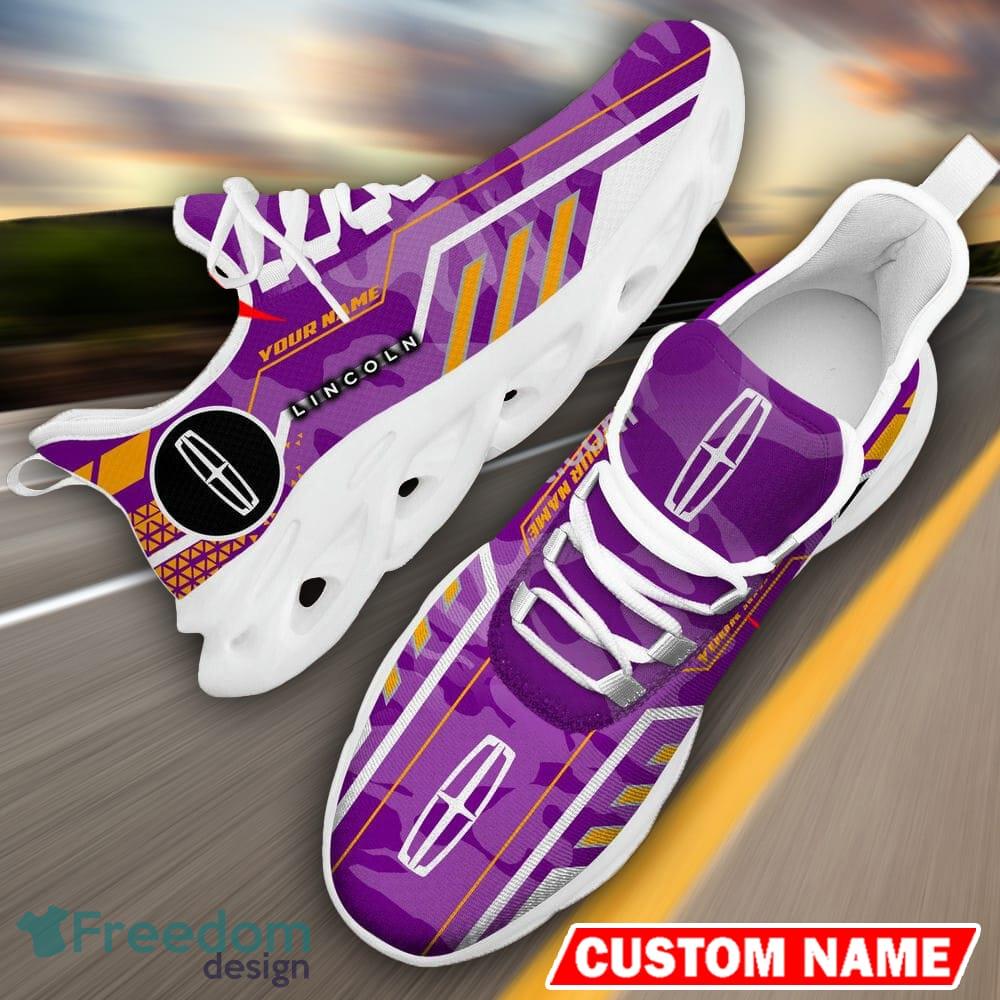 Custom Name Lincoln Logo Camo Purple Max Soul Sneakers Racing Car And Motorcycle Chunky Sneakers - Lincoln Logo Racing Car Tractor Farmer Max Soul Shoes Personalized Photo 16