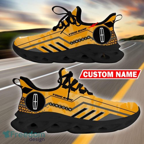 Custom Name Lincoln Logo Camo Yellow Max Soul Sneakers Racing Car And Motorcycle Chunky Sneakers - Lincoln Logo Racing Car Tractor Farmer Max Soul Shoes Personalized Photo 2