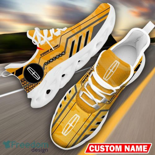 Custom Name Lincoln Logo Camo Yellow Max Soul Sneakers Racing Car And Motorcycle Chunky Sneakers - Lincoln Logo Racing Car Tractor Farmer Max Soul Shoes Personalized Photo 12