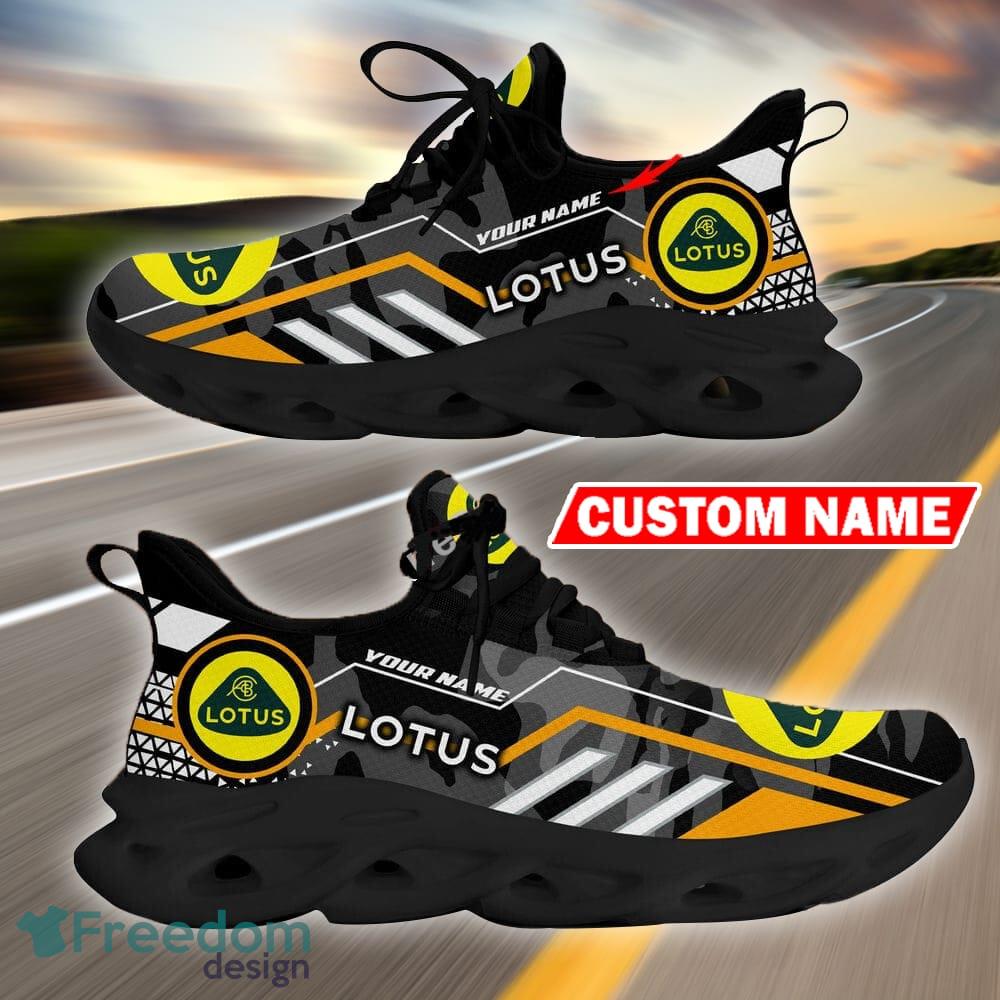 Custom Name Lotus Logo Camo Black Max Soul Sneakers Racing Car And Motorcycle Chunky Sneakers - Lotus Logo Racing Car Tractor Farmer Max Soul Shoes Personalized Photo 1