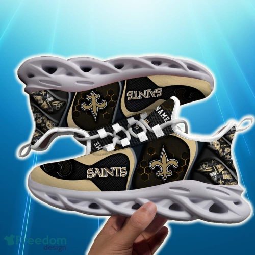 Custom Name New Orleans Saints White C Showcase Max Soul Sneakers Best Trending For Fans Gift Running Shoes - New Orleans Saints White C Sneakers Personalized Your Name , Sport Sneakers, Sport Gifts_3