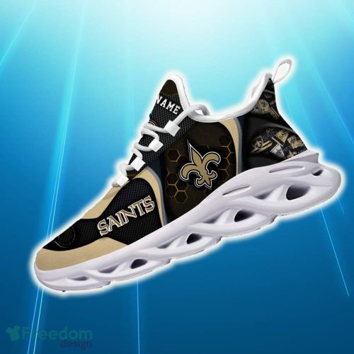 Custom Name New Orleans Saints White C Showcase Max Soul Sneakers Best Trending For Fans Gift Running Shoes - New Orleans Saints White C Sneakers Personalized Your Name , Sport Sneakers, Sport Gifts_1