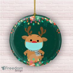 Cute Reindeer Wearing A Mask Decorative Christmas Ornament – Funny Holiday Gift