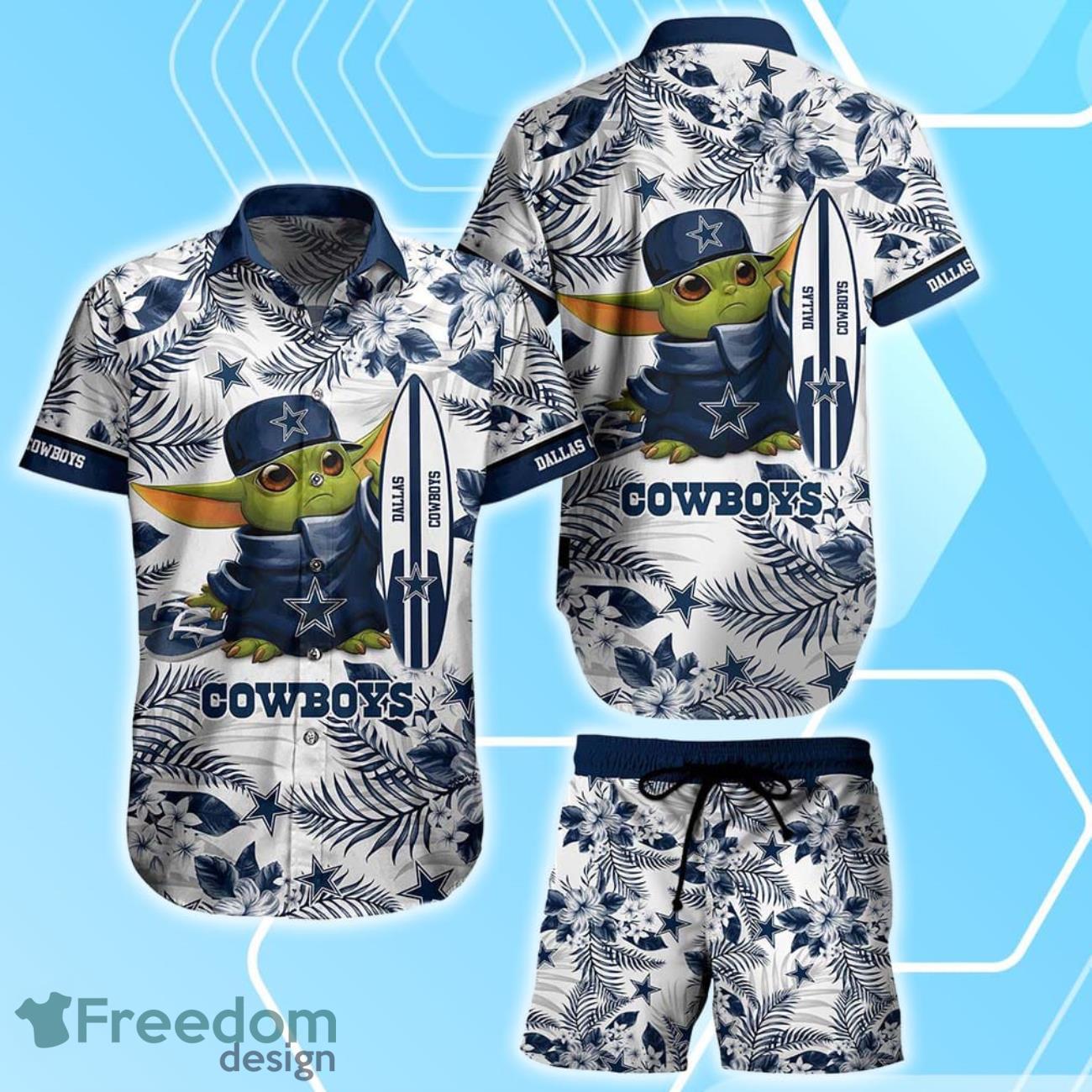 Dallas Cowboys NFL Baby Yoda Hawaiian Shirt & Short Style Tropical Pattern Best Gift For Fan Product Photo 1