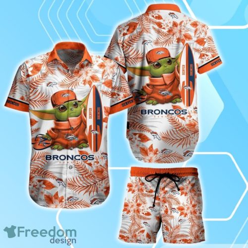 Denver Broncos NFL Baby Yoda Hawaiian Shirt & Short Style Tropical Pattern Best Gift For Fan Product Photo 1