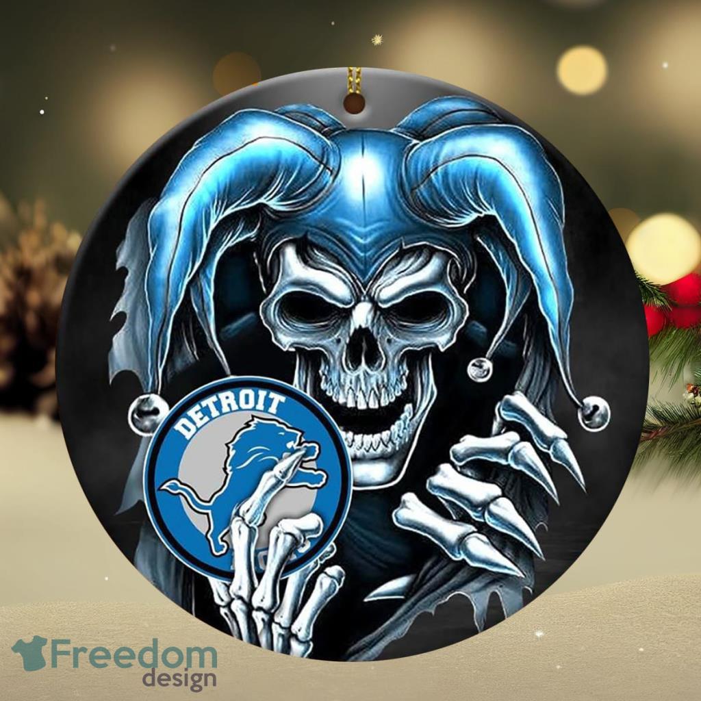 Detroit Lions NFL Skull Joker Christmas Ornament image Detroit Lions NFL Skull Joker Christmas Ornament Product Photo 1