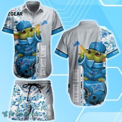 Detroit LionsFootball NFL Baby Yoda Hawaiian Shirt & Short New Collection Trends Perfect Gift For Fan Product Photo 1