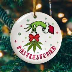 Funny Hand Holding Mistlestoned Christmas Holiday Ornament Keepsake White Circle Ornament