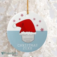 Funny Santa Hat with Face Mask Round Ornament