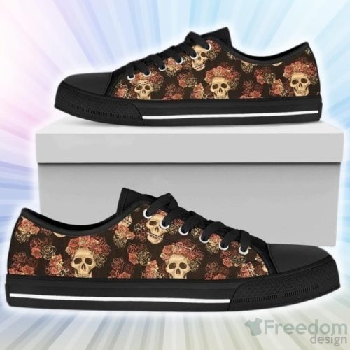 Gothic Skull & Roses Low Top Canvas Shoes Product Photo 1