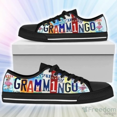 Grammingo Funny Grandma Flamingo Lover Low Top Canvas Shoes Product Photo 1