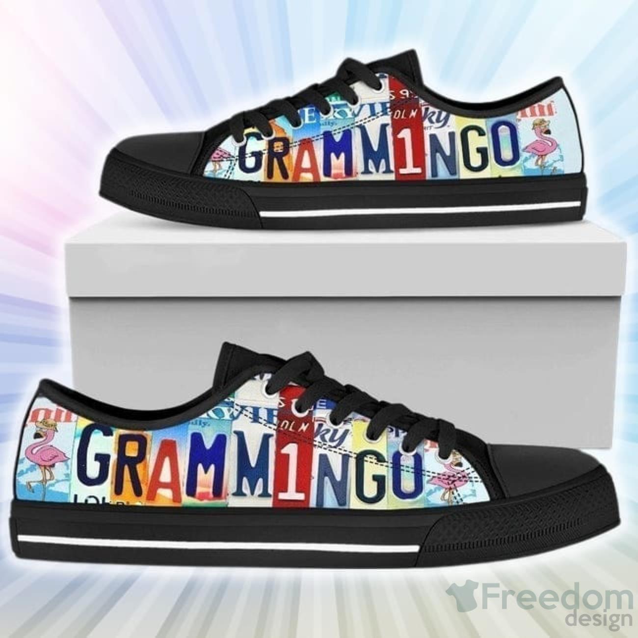 Grammingo Funny Grandma Flamingo Lover Low Top Canvas Shoes Product Photo 1