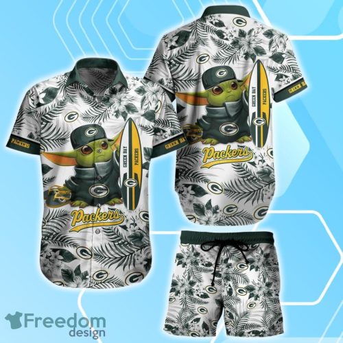 Green Bay Packers NFL Baby Yoda Hawaiian Shirt & Short Style Tropical Pattern Best Gift For Fan Product Photo 1