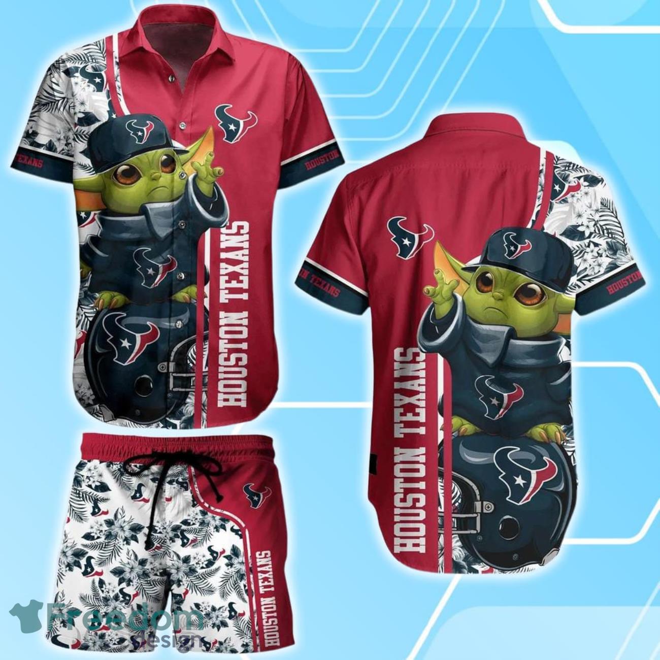 Houston Texans Football NFL Baby Yoda Hawaiian Shirt & Short New Collection Trends Perfect Gift For Fan Product Photo 1