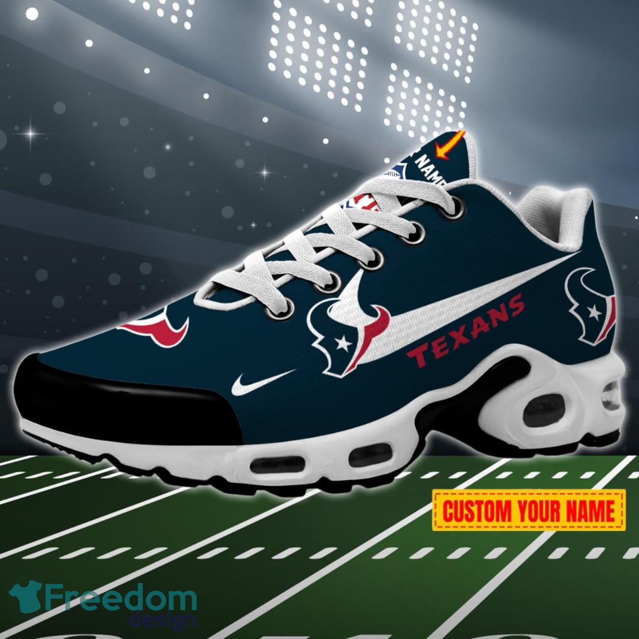 Houston Texans Swoosh NFL Custom Name Air Cushion Sport Shoes Product Photo 1