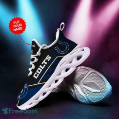 Indianapolis Colts Logo Pattern Custom Name In Black Blue Running Shoes Gift Max Soul Sneakers Ideas Fans - Indianapolis Colts Logo Pattern Custom Name 3D Max Soul Sneaker Shoes In Black Blue_2