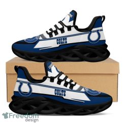 Indianapolis Colts Logo Pattern Custom Name In Blue White Running Shoes Gift Max Soul Sneakers Ideas Fans - Indianapolis Colts Logo Pattern Custom Name 3D Max Soul Sneaker Shoes In Blue White_2