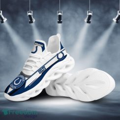 Indianapolis Colts Logo Pattern Custom Name In Blue White Running Shoes Gift Max Soul Sneakers Ideas Fans - Indianapolis Colts Logo Pattern Custom Name 3D Max Soul Sneaker Shoes In Blue White_3